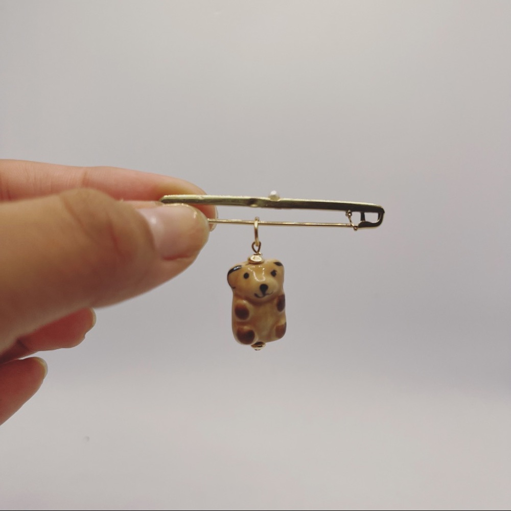 Vintage Teddy Bear Charms w/ gold filled findings